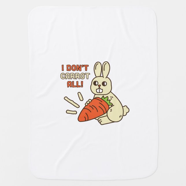 Cute Little Bunny Holding Its Carrot Baby Blanket (Front)