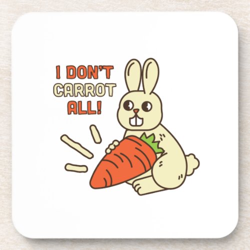 Cute Little Bunny Holding Its Carrot Beverage Coaster