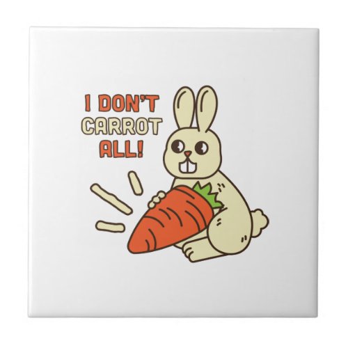 Cute Little Bunny Holding Its Carrot Ceramic Tile