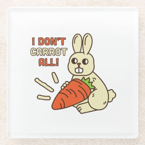 Cute Little Bunny Holding Its Carrot Glass Coaster