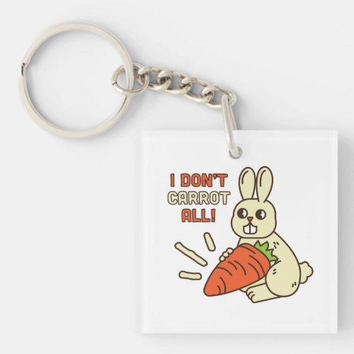 Cute Little Bunny Holding Its Carrot Keychain