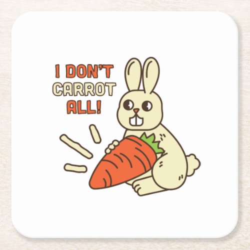 Cute Little Bunny Holding Its Carrot Square Paper Coaster