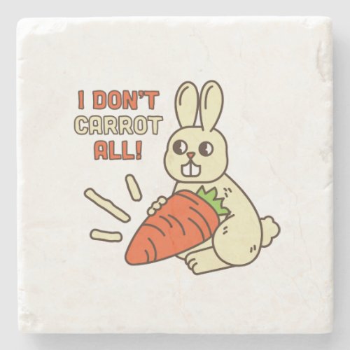 Cute Little Bunny Holding Its Carrot Stone Coaster