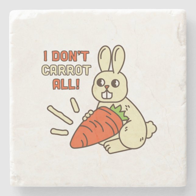 Cute Little Bunny Holding Its Carrot Stone Coaster (Front)