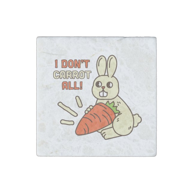 Cute Little Bunny Holding Its Carrot Stone Magnet (Front)