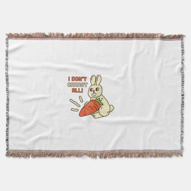 Cute Little Bunny Holding Its Carrot Throw Blanket (Front)