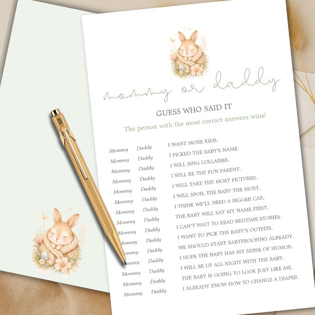 Cute Little Bunny Mommy or Daddy Guess Who Said It (Creator Uploaded)