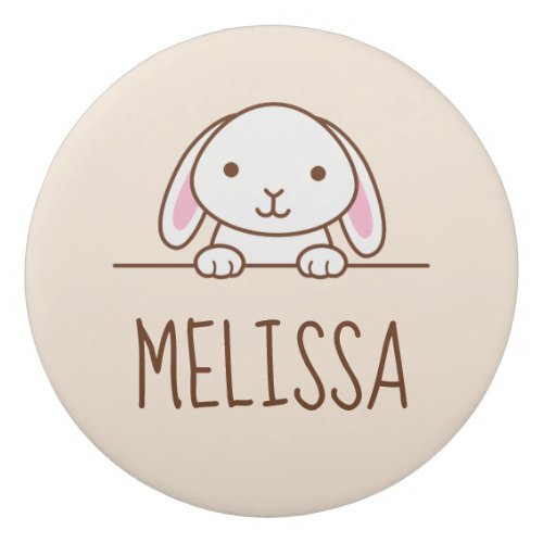 Cute Little Bunny Peeking above Custom Name Eraser