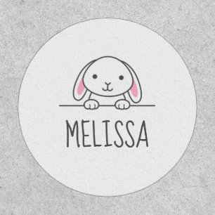 Cute Little Bunny Peeking above Custom Name Patch