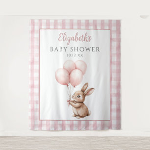 Cute Little Bunny Pink Baby Shower Photo Backdrop
