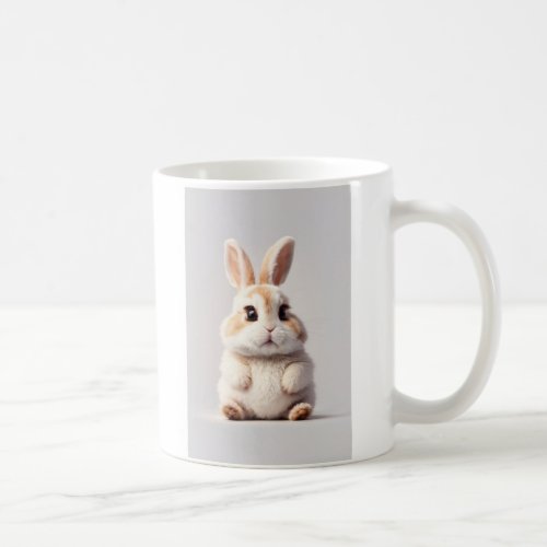 Cute little bunny posing while sitting coffee mug