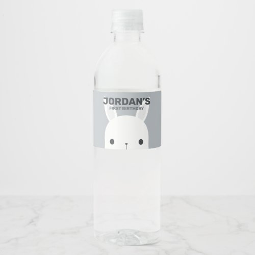 Cute Little Bunny Rabbit Birthday Water Bottle Label