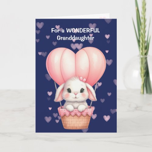 Cute Little Bunny Rabbit Heart Balloon Valentine Holiday Card