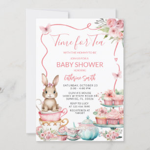 Cute Little Bunny Rabbit Tea Party Baby Shower Invitation