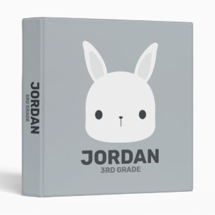 Cute Little Bunny Rabbit with Personalized Name 3 Ring Binder