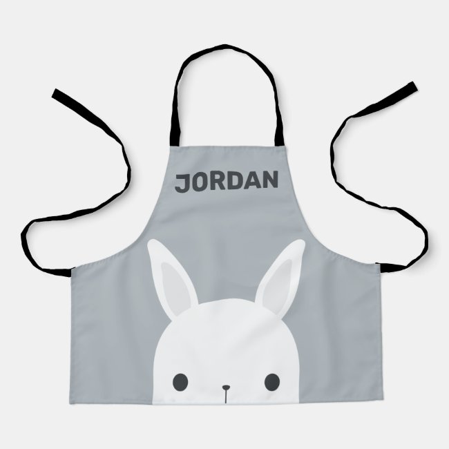 Cute Little Bunny Rabbit with Personalized Name Apron