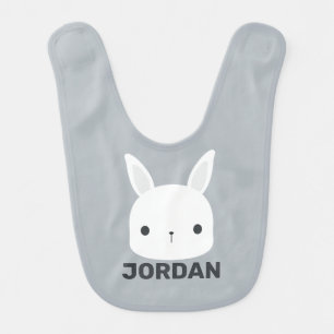 Cute Little Bunny Rabbit with Personalized Name Baby Bib