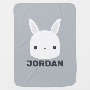 Cute Little Bunny Rabbit with Personalized Name Baby Blanket