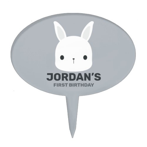 Cute Little Bunny Rabbit with Personalized Name Cake Topper