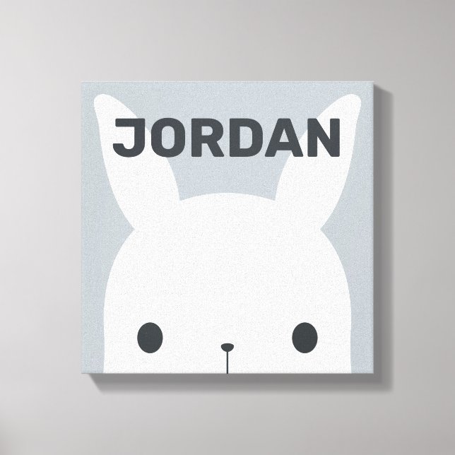 Cute Little Bunny Rabbit with Personalized Name Canvas Print (Front)