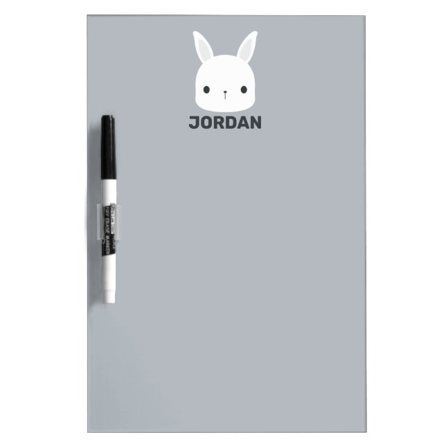 Cute Little Bunny Rabbit with Personalized Name Dry Erase Board (Front)