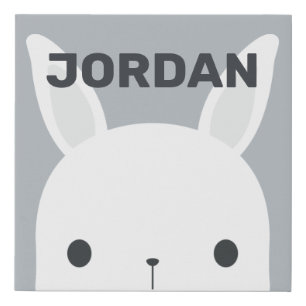 Cute Little Bunny Rabbit with Personalized Name Faux Canvas Print