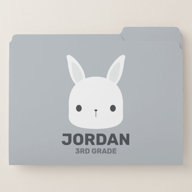 Cute Little Bunny Rabbit with Personalized Name File Folder (Front Right)