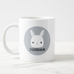 Cute Little Bunny Rabbit with Personalized Name Giant Coffee Mug