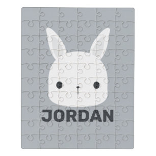 Cute Little Bunny Rabbit with Personalized Name Jigsaw Puzzle