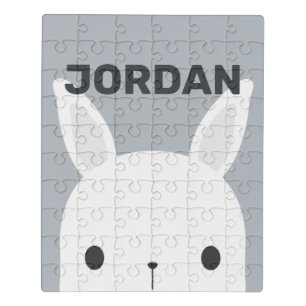 Cute Little Bunny Rabbit with Personalized Name Jigsaw Puzzle