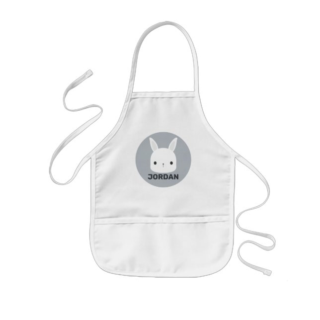 Cute Little Bunny Rabbit with Personalized Name  Kids' Apron (Front)