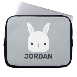 Cute Little Bunny Rabbit with Personalized Name Laptop Sleeve