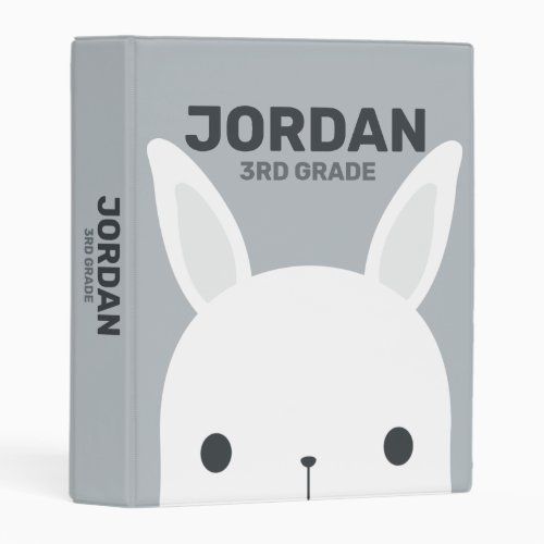 Cute Little Bunny Rabbit with Personalized Name Mini Binder