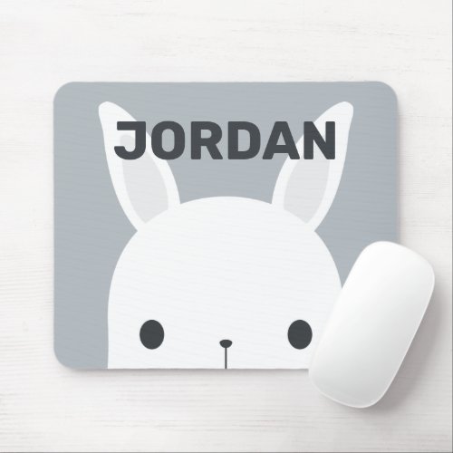 Cute Little Bunny Rabbit with Personalized Name Mouse Pad
