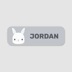 Cute Little Bunny Rabbit with Personalized Name Name Tag