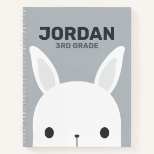 Cute Little Bunny Rabbit with Personalized Name Notebook