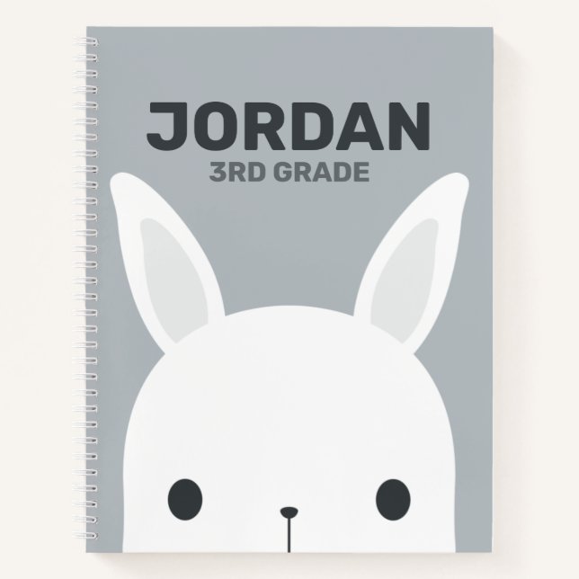 Cute Little Bunny Rabbit with Personalized Name Notebook (Front)