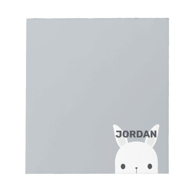 Cute Little Bunny Rabbit with Personalized Name Notepad (Front)