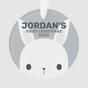 Cute Little Bunny Rabbit with Personalized Name Ornament