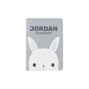 Cute Little Bunny Rabbit with Personalized Name Passport Holder