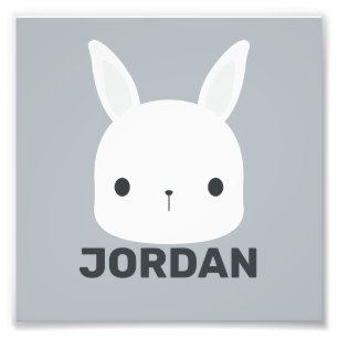 Cute Little Bunny Rabbit with Personalized Name Ph Photo Print