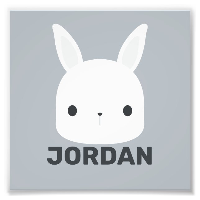 Cute Little Bunny Rabbit with Personalized Name Photo Print (Front)