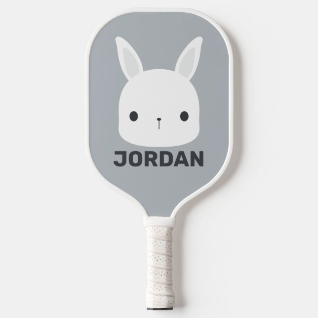 Cute Little Bunny Rabbit with Personalized Name Pickleball Paddle (Front)