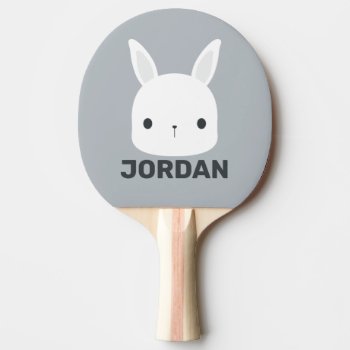 Cute Little Bunny Rabbit With Personalized Name Ping Pong Paddle by chingchingstudio at Zazzle