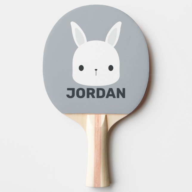Cute Little Bunny Rabbit with Personalized Name Ping Pong Paddle (Front)
