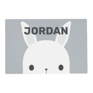 Cute Little Bunny Rabbit with Personalized Name Pl Placemat