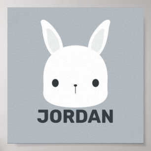 Cute Little Bunny Rabbit with Personalized Name Po Poster