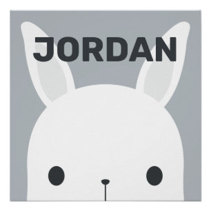 Cute Little Bunny Rabbit with Personalized Name Po Poster