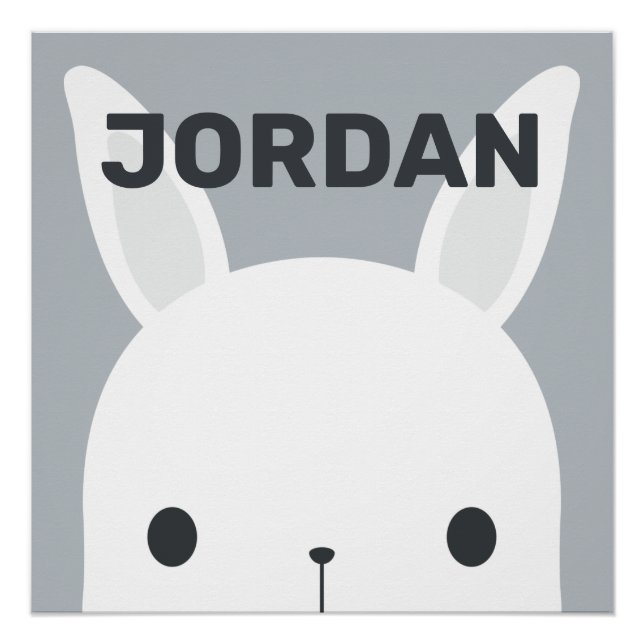 Cute Little Bunny Rabbit with Personalized Name Po Poster (Front)
