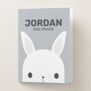 Cute Little Bunny Rabbit with Personalized Name Pocket Folder